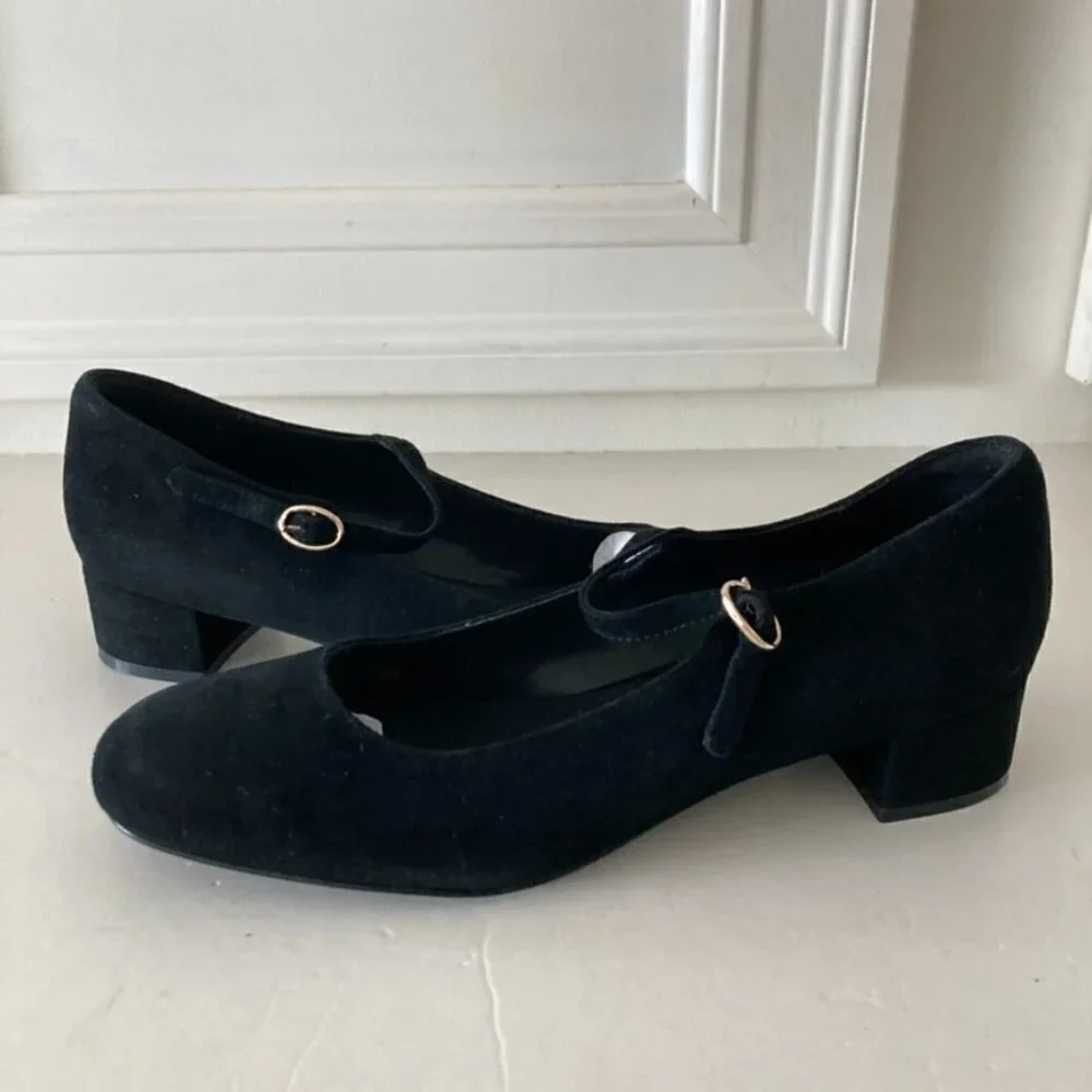 NWOB Jeffery Campbell Free People Mia Black Suede Mary Jane Heels